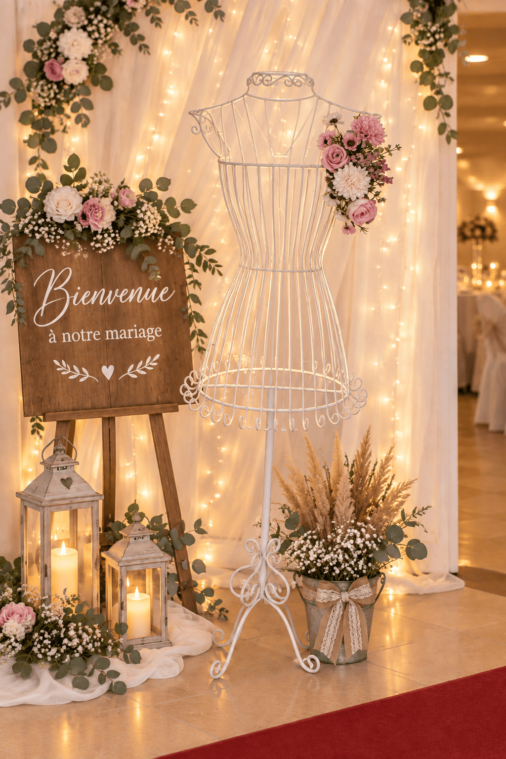 Mannequin décoratif habillé en robe de mariée